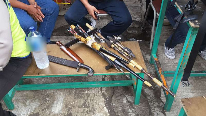 Barang bukti senjata tajam disita dalam operasi Bersinar