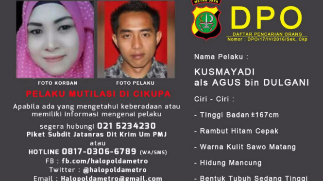 DPO pemutilasi ibu hamil di Tangerang