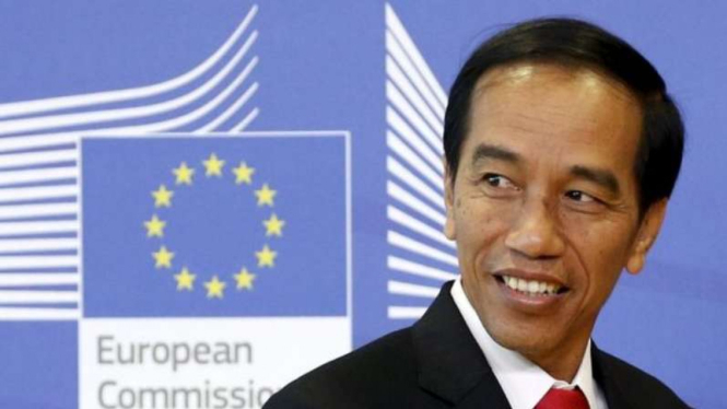 Presiden Joko Widodo di Kantor Pusat Uni Eropa, Brussels, Belgia.