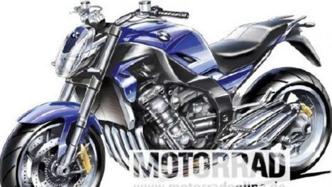 Sketsa motor telanjang bengis BMW.