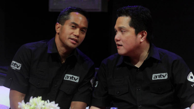 Presiden Direktur VIVA, Anindya Novyan Bakrie dan Presiden Direktur ANTV, Erick Thohir.