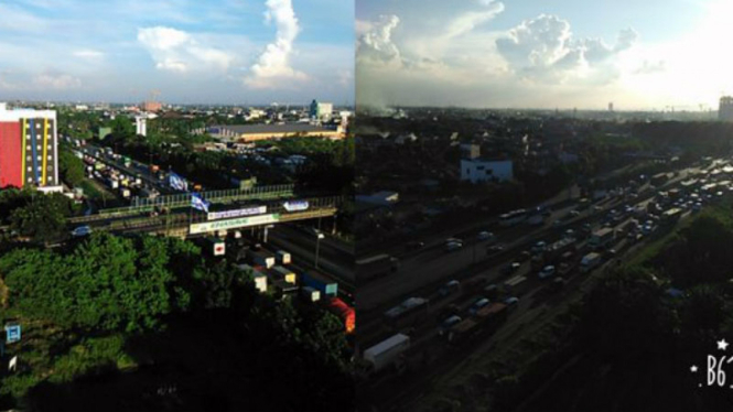 Kondisi macet parah di tol Cikampek, Rabu, 4 Mei 2016.