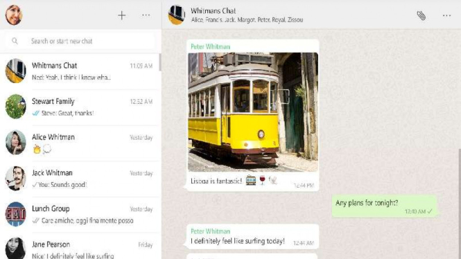 Contoh tampilan aplikasi WhastApp versi desktop
