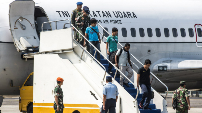WNI korban sandera Abu Sayyaf tiba di Halim Perdanakusuma.