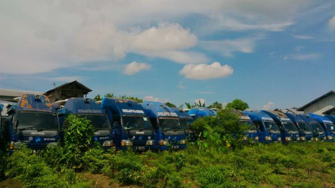 Puluhan Mobil Pusat Layanan Internet Kecamatan (MPLIK) di Kalimantan Barat yang terbengkalai. Selama dua bulan mobil ini tak terurus dan sudah tertutup semak.