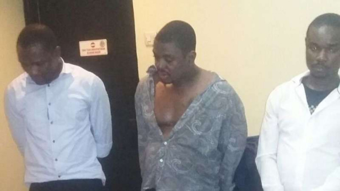 Tiga warga Liberia yang ditangkap polisi.