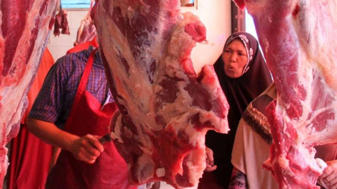 Ilustrasi pedagang daging.