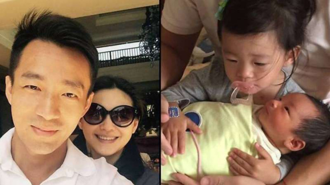 Anak kedua Barbie Hsu dipeluk putri pertamanya