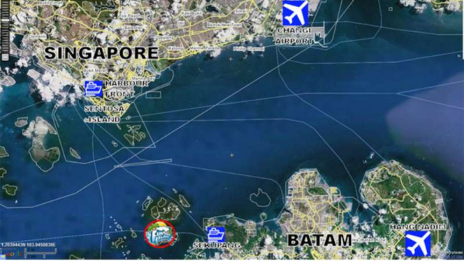 Kota Batam di Kepulauan Riau dekat dengan Singapura.