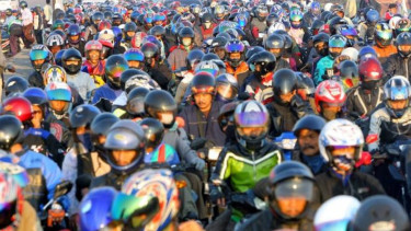 Sepeda motor ketika mudik. (Ilustrasi)