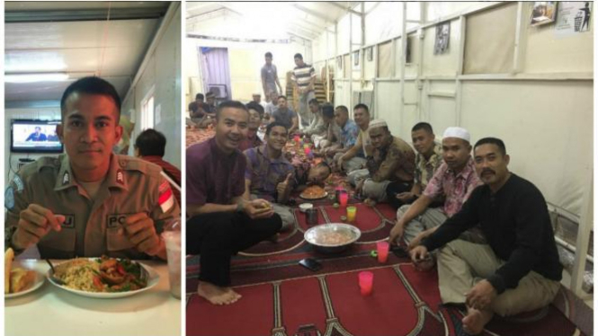 Suasana buka puasa di camp pasuka perdamaian dunia di Darfur, Sudan.