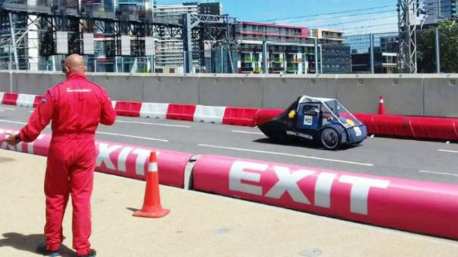 Mobil Sapu Angin saat uji coba di World Drivers Champiioinship, London, Inggris