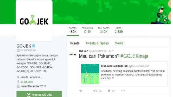 Gojek ikut demam Pokemon