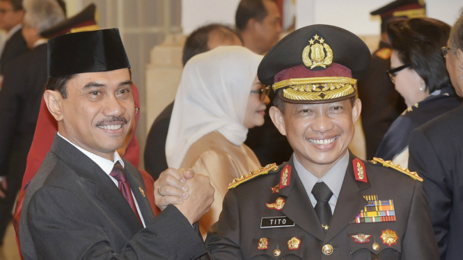 Kepala BNPT, Komjen Pol Suhardi Alius, dan Kapolri Jenderal Polisi Tito Karnavian.