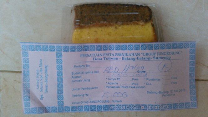 Contoh kuitansi sumbangan dalam grup-grupan.