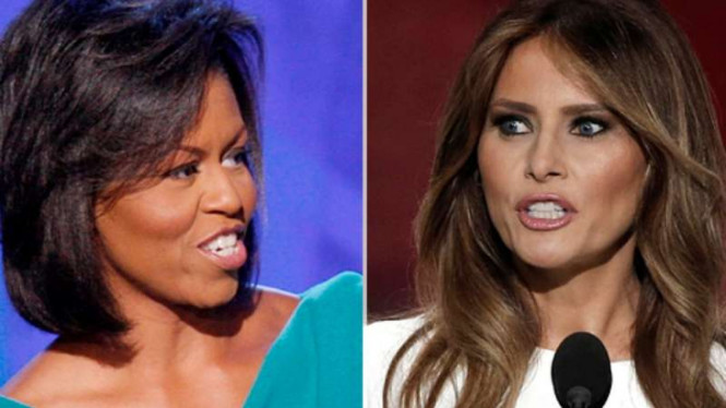 Michelle Obama (kiri) dan Melania Trump.