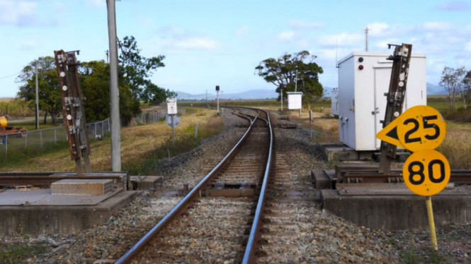 Jembatan rel kereta di kota Rockhampton, Queensland, Australia.