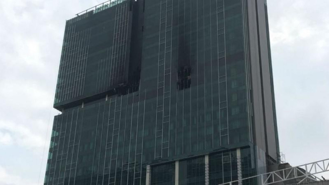 Kondisi Hotel SwissBell, Kelapa Gading, Jakarta Utara, pasca kebakaran.