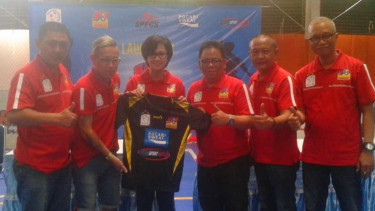 Suasana konferensi pers V8 Electric PLN Futsal Academy
