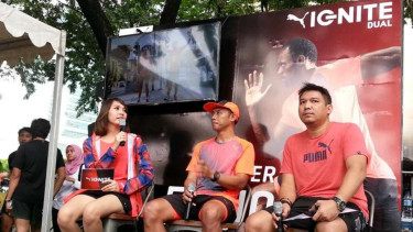 Mantan pelari nasional, Suryo Agung di acara Puma Ignite Duel 2016