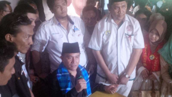 Yusril Ihza Mahendra dalam acara deklarasi dukungan relawan kepadanya
