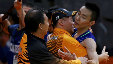 Lee Chong Wei bersama sang pelatih, Hendrawan