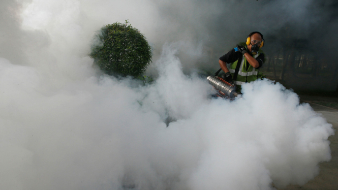 Penyemprotan dilakukan pemerintah Singapura untuk mengurangi penyebaran virus Zika.