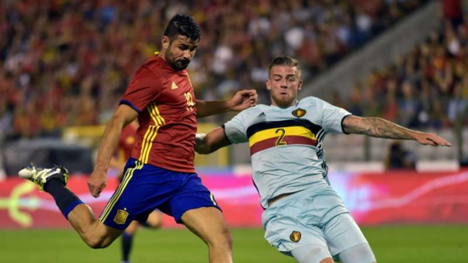 Penyerang Timnas Spanyol, Diego Costa (kiri)