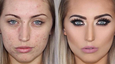 Wajah Jodie sebelum dan sesudah make-up