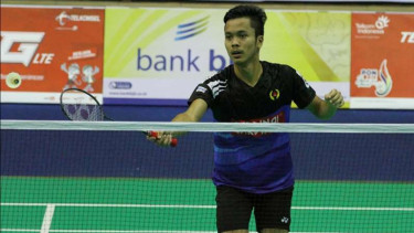 Tunggal putra tim bulutangkis Jawa Barat, Anthony Sinisuka Ginting 