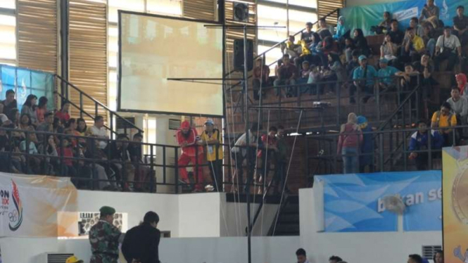 Suasana pertandingan gulat di PON 2016