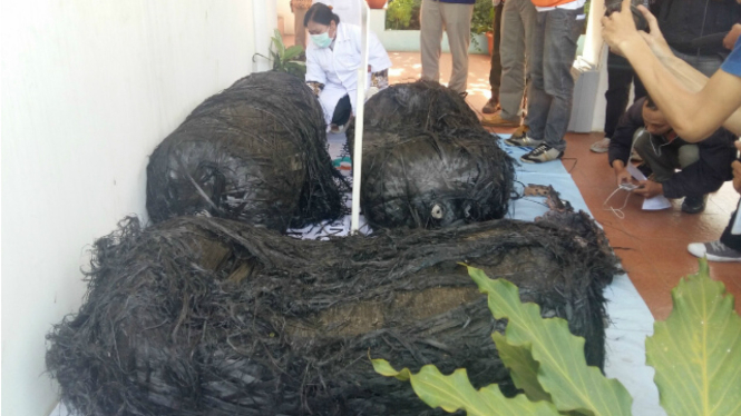 Puing roket diduga Falcon 9 di kantor Lapan Bandung