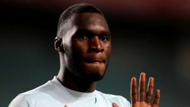 Pemain Timnas Belgia, Christian Benteke, usai cetak gol ke gawang Gibraltar