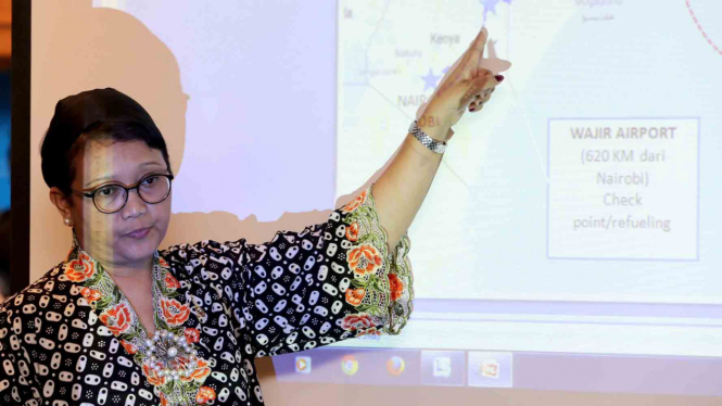 Menteri Luar Negeri, Retno LP Marsudi saat menyampaikan pernyataan pers.