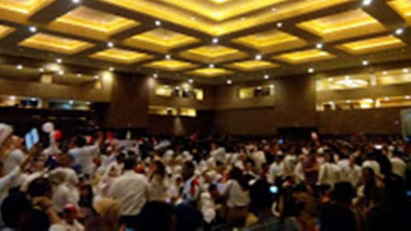 Suasana pengambilan nomor urut Cagub dan Cawagub Pilkada DKI.