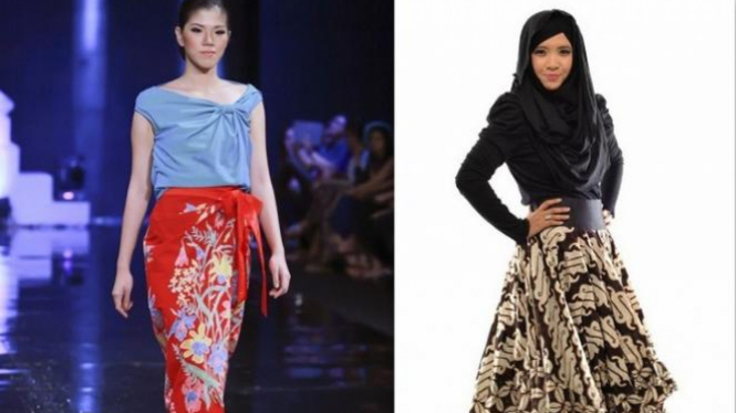 Padu padan rok batik.