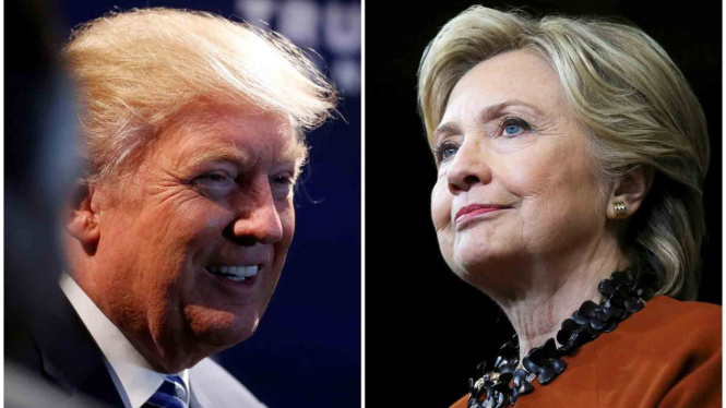 Donald Trump (kiri) dan Hillary Clinton (kanan).