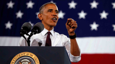 Presiden AS Barrack Obama saat menghadiri kampanye Capres AS Hillary Clinton