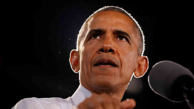 Presiden AS Barrack Obama saat menghadiri kampanye Capres AS Hillary Clinton