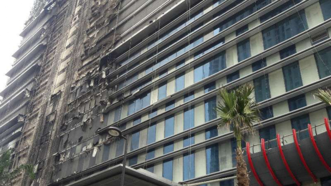 Kondisi Apartemen Neo Soho yang terbakar pada Rabu malam, 9 November 2016. 