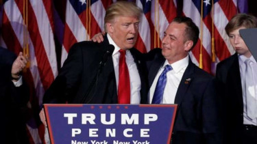 Kedekatan Trump dan Reince Preibus Ketua Komite Nasional Partai Republik. Kini Trump mengangkat Reince Preibus sebagai Kepala Staf Gedung Putih.