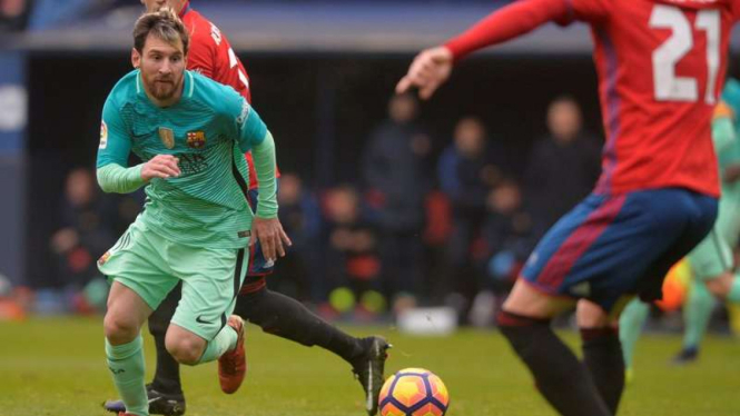 Penyerang Barcelona, Lionel Messi 