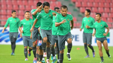 Sesi latihan Timnas Indonesia