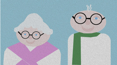 Ilustrasi kakek nenek/panjang umur.