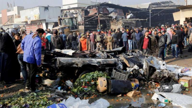 Lokasi ledakan di pasar sayur di Baghdad timur, Irak