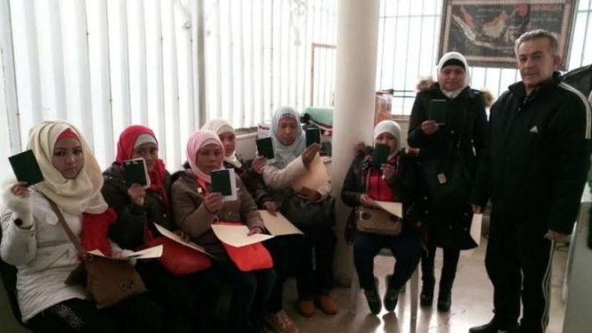 Tujuh WNI yang berhasil diselamatkan dari Aleppo.