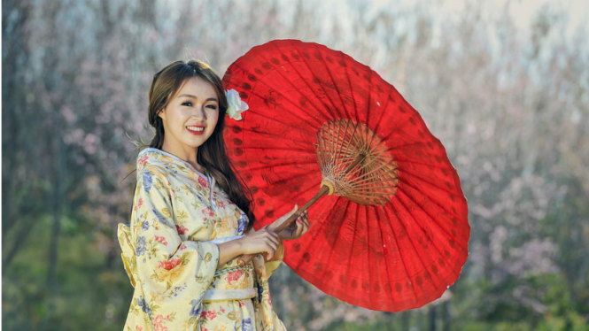 Ilustrasi wanita Jepang.