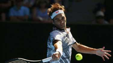 Roger Federer saat berlaga di Australia Open 2017