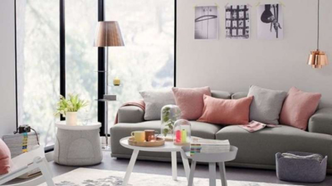 Ilustrasi warna pastel pada dekorasi rumah. 