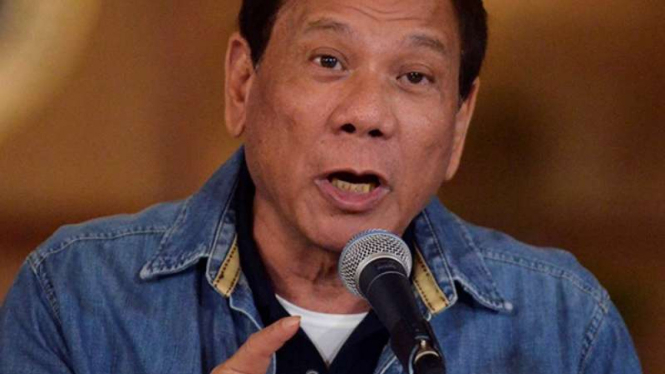 Presiden Filipina Rodrigo Roa Duterte di Istana Malacanang, Manila.